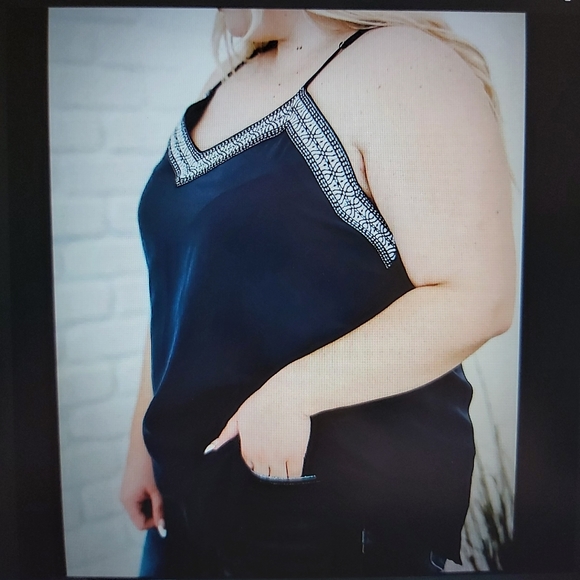 066. Blue White Plus Size Bermuda Sun Tank  Size 4X - Picture 3 of 16